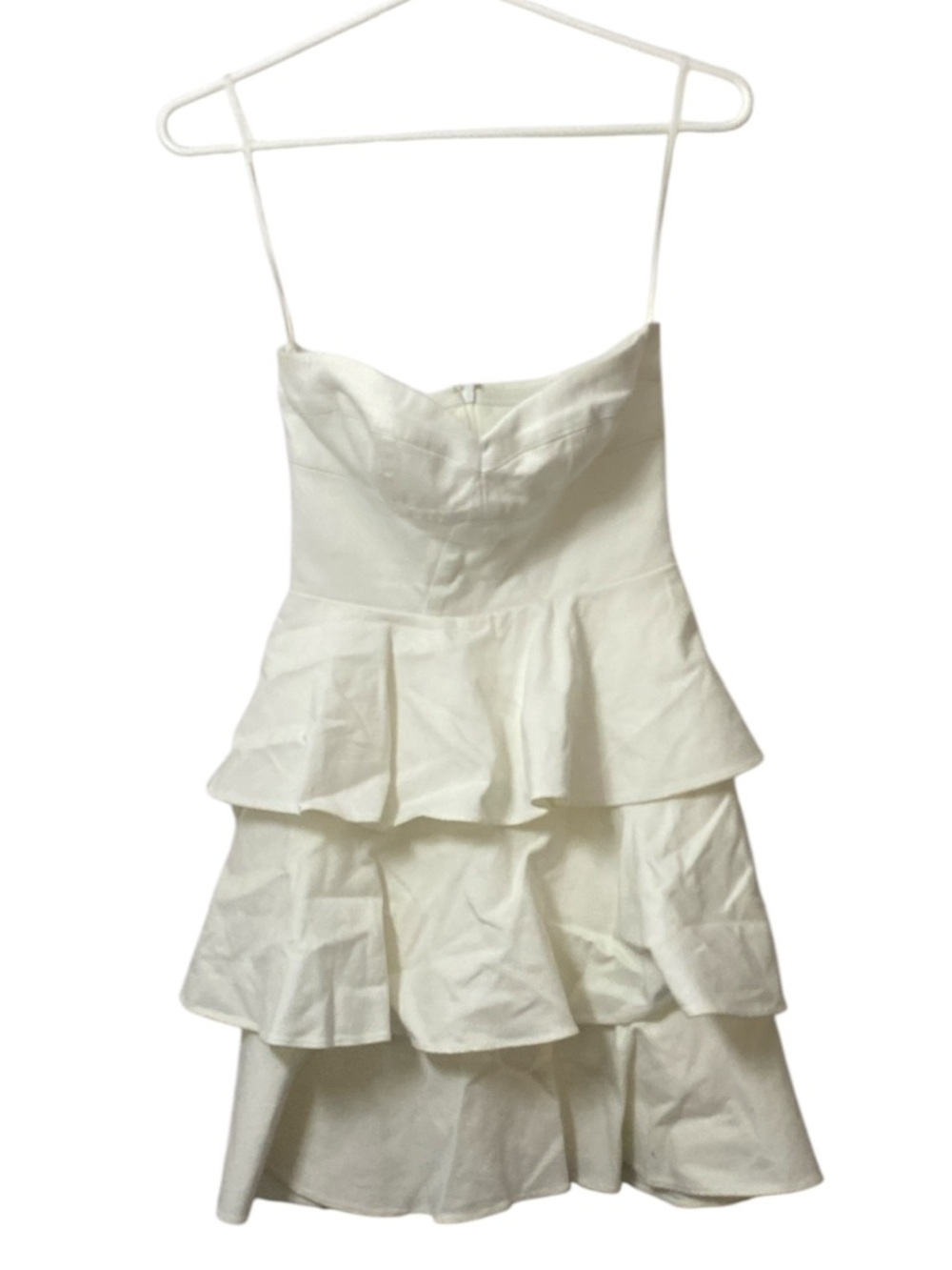Amanda Uprichard - Strapless Tiered Ruffle Sweetheart Neckline Party Mini Dress - Picture 2 of 9
